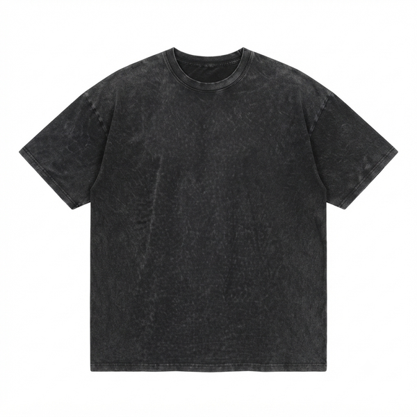 KUREON Essential Acid Wash Oversized T-Shirt – Premium Heavyweight Cotton | Vintage Black