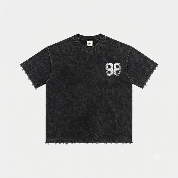 KUREON Vintage Acid Wash Oversized T-Shirt – Distressed Streetwear Cotton Tee | Black