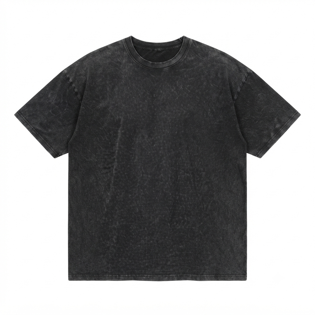 KUREON Essential Acid Wash Oversized T-Shirt – Premium Heavyweight Cotton | Vintage Black