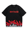 KUREON Worldwide Flame Oversized Graphic T-Shirt – Premium Black Cotton Streetwear