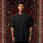KUREON Essential Acid Wash Oversized T-Shirt – Premium Heavyweight Cotton | Vintage Black