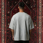 KUREON Signature Embroidered Oversized T-Shirt – Premium Cotton Grey Streetwear Tee