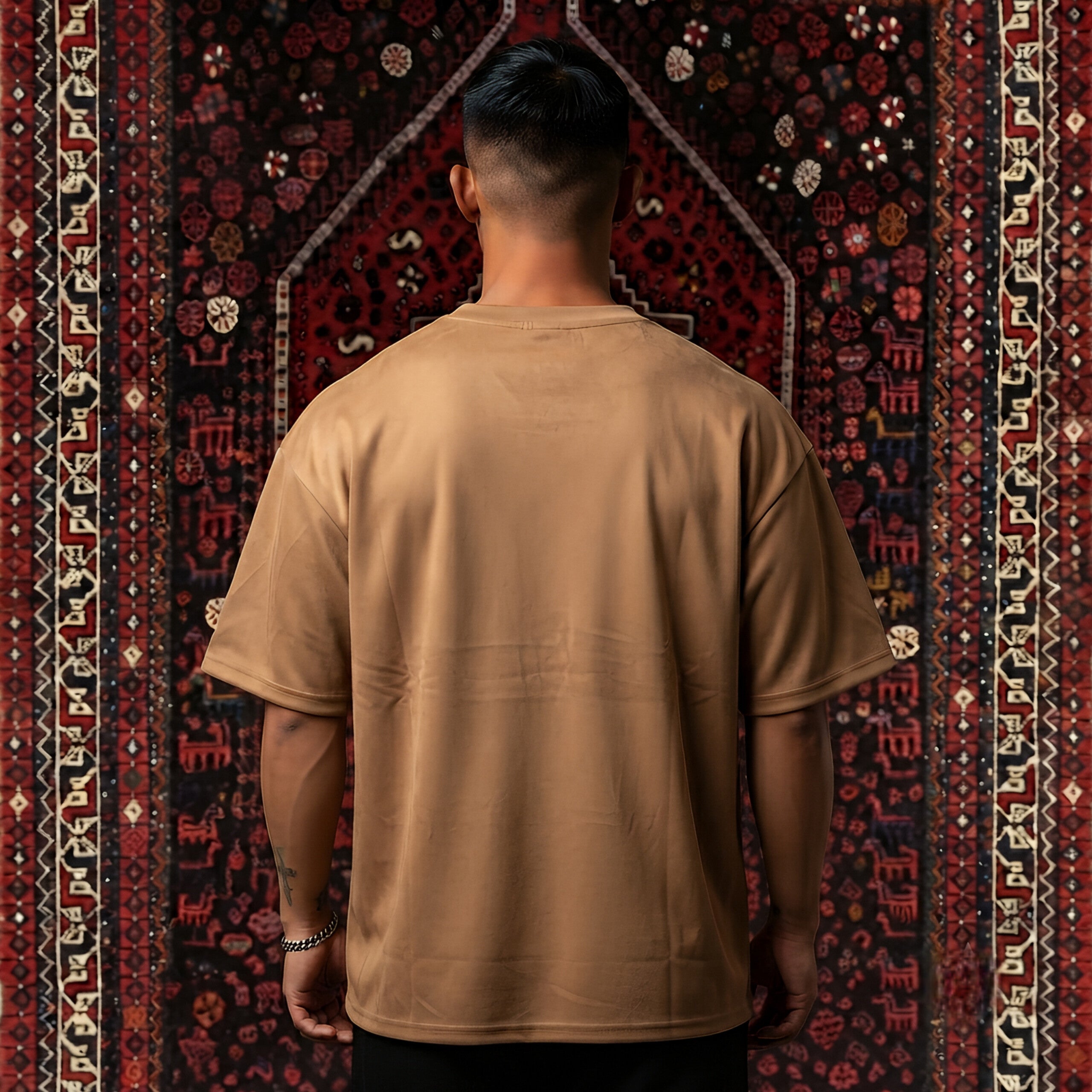 KUREON Premium Plain Oversized T-Shirt – Heavyweight Cotton Essential Tee | Camel Brown