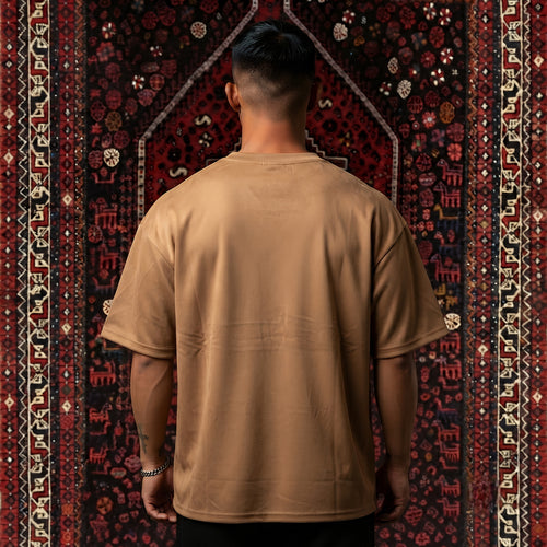 KUREON Premium Plain Oversized T-Shirt – Heavyweight Cotton Essential Tee | Camel Brown