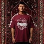 KUREON Vintage Racing Oversized Graphic T-Shirt – Premium Cotton Streetwear | Maroon